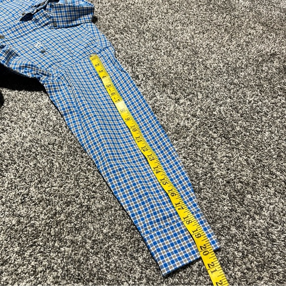 wrangler 20x competition shirt youth boy L blue plaid cowboy long sleeve rodeo - Picture 7 of 10